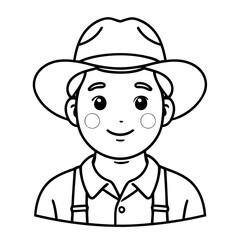 Cute vector illustration Farmer doodle for toddlers coloring activity