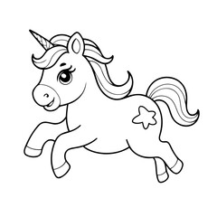 Vector illustration of a cute Unicorn drawing for kids page