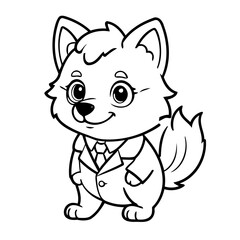 Cute vector illustration Wolf doodle for children worksheet