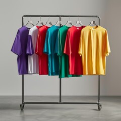 Showcase Your Style with Vibrant T-Shirts on a Modern Metal Stand