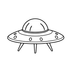 Vector illustration of a cute UFO doodle drawing for kids page