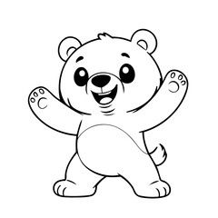 Vector illustration of a cute Bear doodle for kids colouring page
