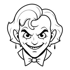 Simple vector illustration of Joker for toddlers colouring page
