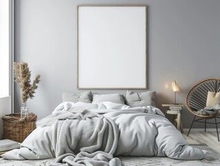 Minimalist Mockup: Blank Poster in a Hipster Bedroom