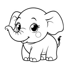 Cute vector illustration Elephant drawing for toddlers book