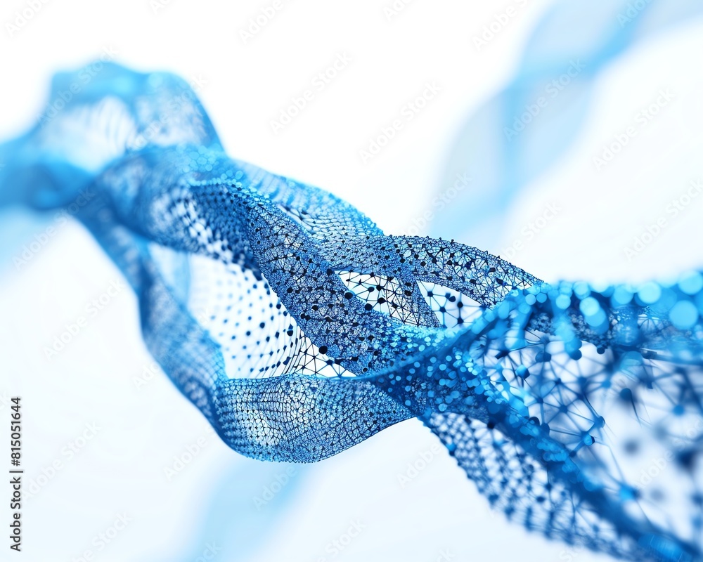 Aufkleber blue abstract background with a flowing wave of interconnected dots and lines.