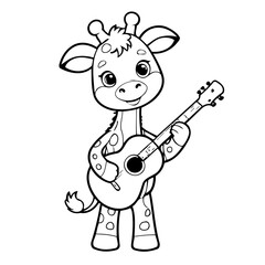 Simple vector illustration of Giraffe hand drawn for kids page