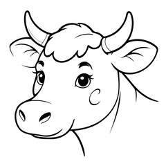 Cute vector illustration Cow for toddlers colouring page