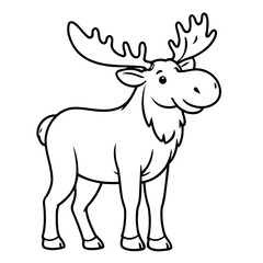 Simple vector illustration of Moose drawing colouring activity