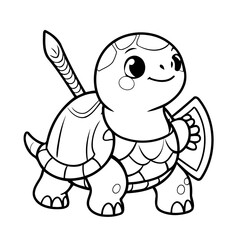 Cute vector illustration Turtle drawing for children page