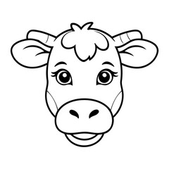 Simple vector illustration of Cow drawing colouring activity