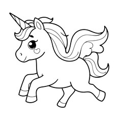 Cute vector illustration Unicorn doodle for kids colouring page
