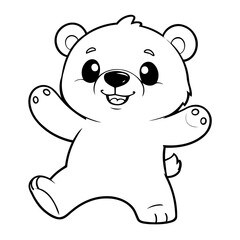 Fototapeta premium Cute vector illustration Bear for children colouring activity