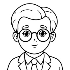 Cute vector illustration Professor doodle colouring activity for kids