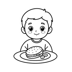 Cute vector illustration Boy drawing for toddlers colouring page