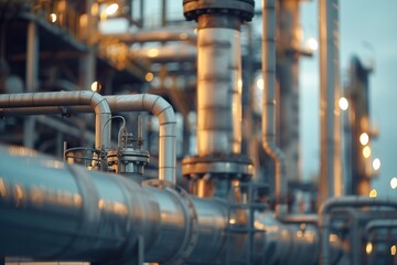 Fototapeta premium Pipeline and pipe rack of chemical,petroleum, hydrogen or ammonia industrial plant