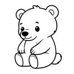 Obraz premium Simple vector illustration of Bear drawing for children page