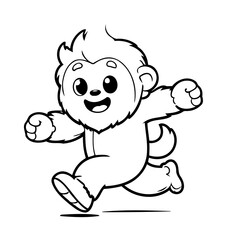 Vector illustration of a cute Yeti doodle colouring activity for kids