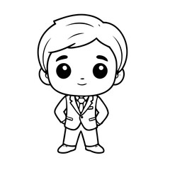 Cute vector illustration Businessman drawing colouring activity