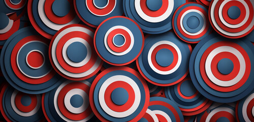 Fototapeta premium Modern Memorial Day design featuring overlapping patriotic circles in a chic vector style.