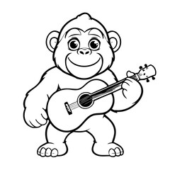 Vector illustration of a cute Gorilla drawing for colouring page
