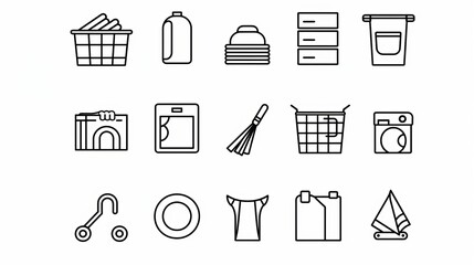 Dry cleaning and laundry thin line icons - editable stroke.