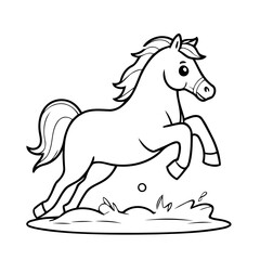 Cute vector illustration Horse doodle for toddlers colouring page