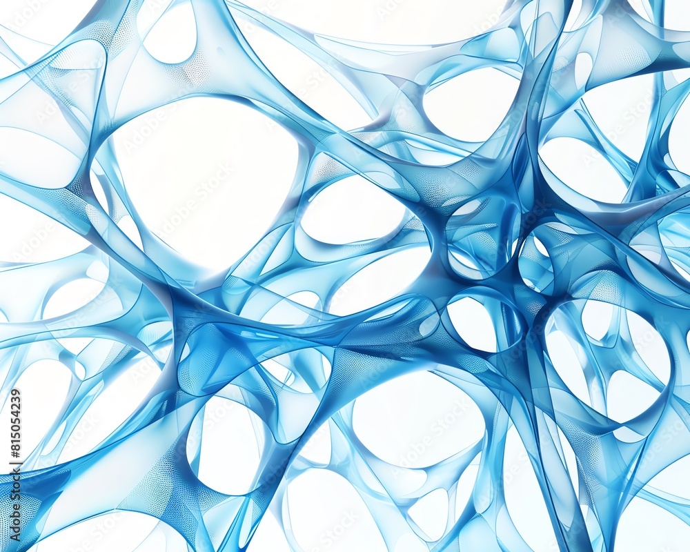 Fototapete blue and white abstract organic structure looks like a 3d rendering of a microscopic structure.