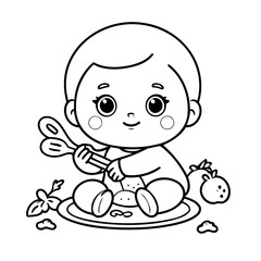 Vector illustration of a cute Baby doodle for toddlers worksheet