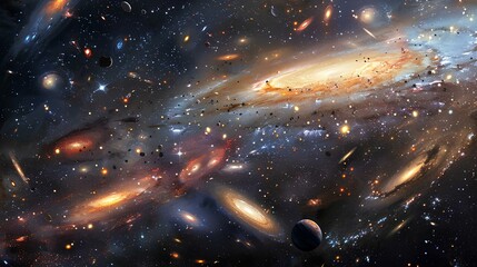 Amazing space background with stars and galaxies.