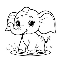 Cute vector illustration Elephant hand drawn for toddlers