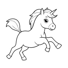 Simple vector illustration of Horse drawing for kids colouring activity