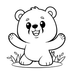 Vector illustration of a cute Bear drawing for kids colouring activity