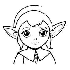 Simple vector illustration of Elf drawing for kids colouring page