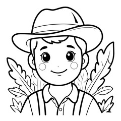 Cute vector illustration Farmer doodle for kids colouring page