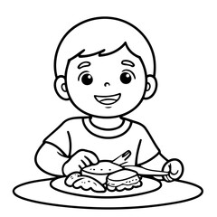 Cute vector illustration Boy colouring page for kids