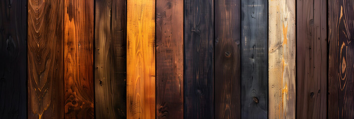 A Visual Guide to Diverse Shades of Wood Stain Displayed on Wooden Planks