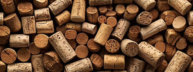 Background wallpaper style of old wooden wine corks, 