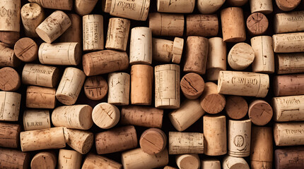 Background wallpaper style of old wooden wine corks, 