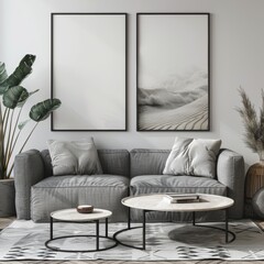 Hipster Living Room Mock-Up Poster with Modern Decor
