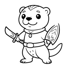 Vector illustration of a cute Otter doodle for toddlers colouring page
