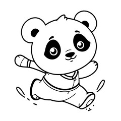 Vector illustration of a cute Panda doodle for kids coloring worksheet