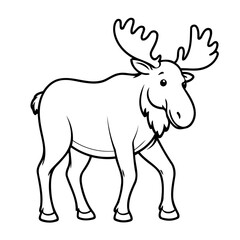 Cute vector illustration Moose drawing for kids page
