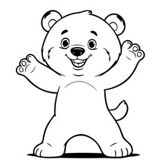 Simple vector illustration of Bear hand drawn for kids coloring page
