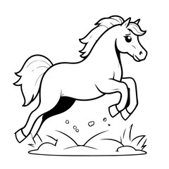 Simple vector illustration of Horse for kids colouring worksheet