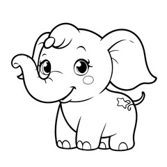 Simple vector illustration of Elephant for toddlers colouring page