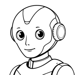 Cute vector illustration Robot for kids colouring page