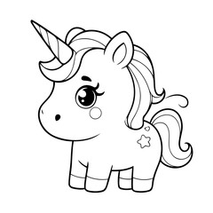 Cute vector illustration Unicorn drawing for toddlers book