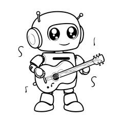 Simple vector illustration of Robot drawing for toddlers coloring activity