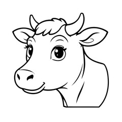 Vector illustration of a cute Cow doodle for children worksheet